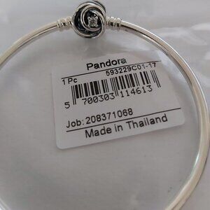 Pandora Moments Limited Edt Sterling Silver Encircled Clasp Bangle 593229C01-17